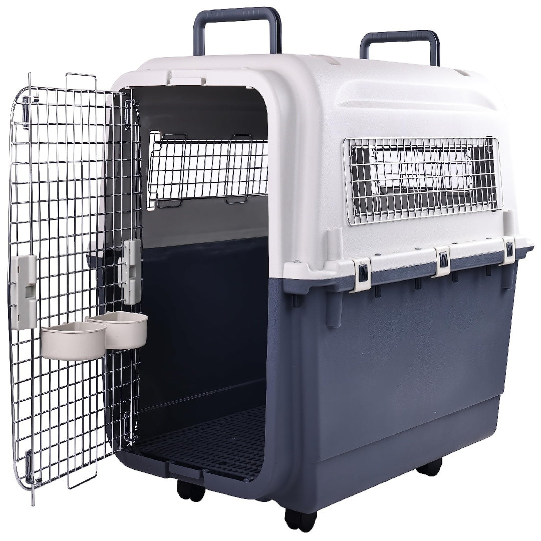 Only Supports Self Pickup Plastic Dog Kennel, Pet Transport, Rolling Plastic Airline Approved Wire Door Travelling Dog Crate, Small - Medium - Large - 5 - CJ