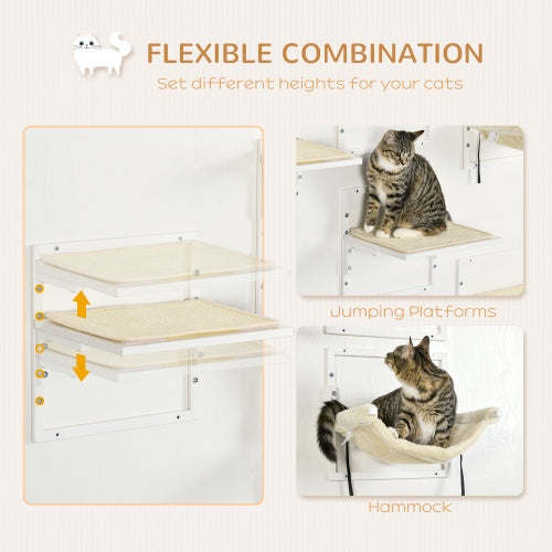 PawHut 6 - pc Modern Cat Wall Shelves For Indoor Cats, Height Adjustable Jumping Platforms - 5 - CJ