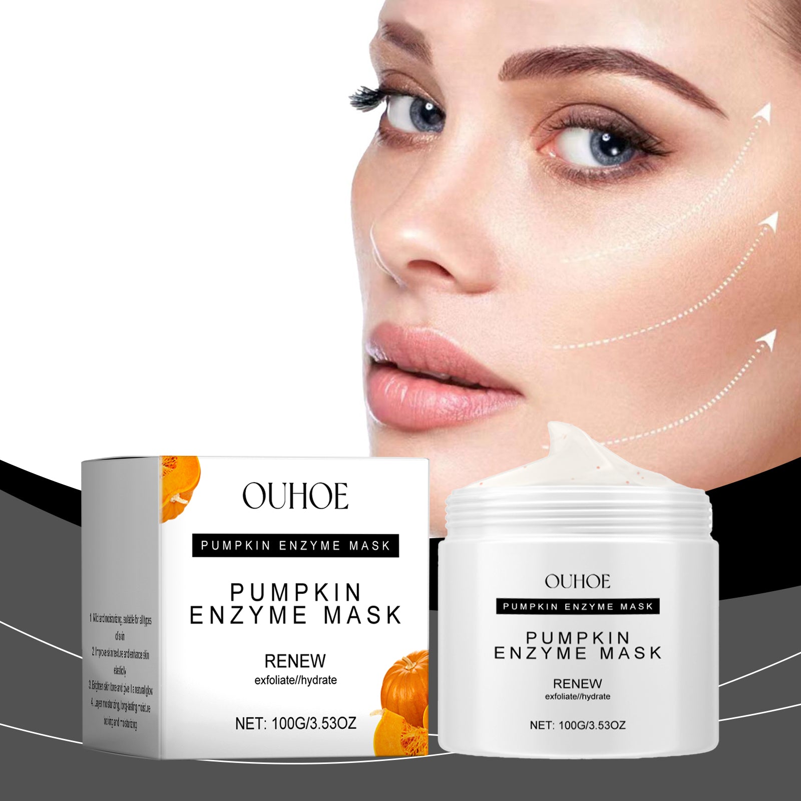 Ouhoe Pumpkin Enzyme Mask Facial Skin Deep Cleansing Pores Gentle Nourishing Skin Care Mud Mask - 5 - CJ