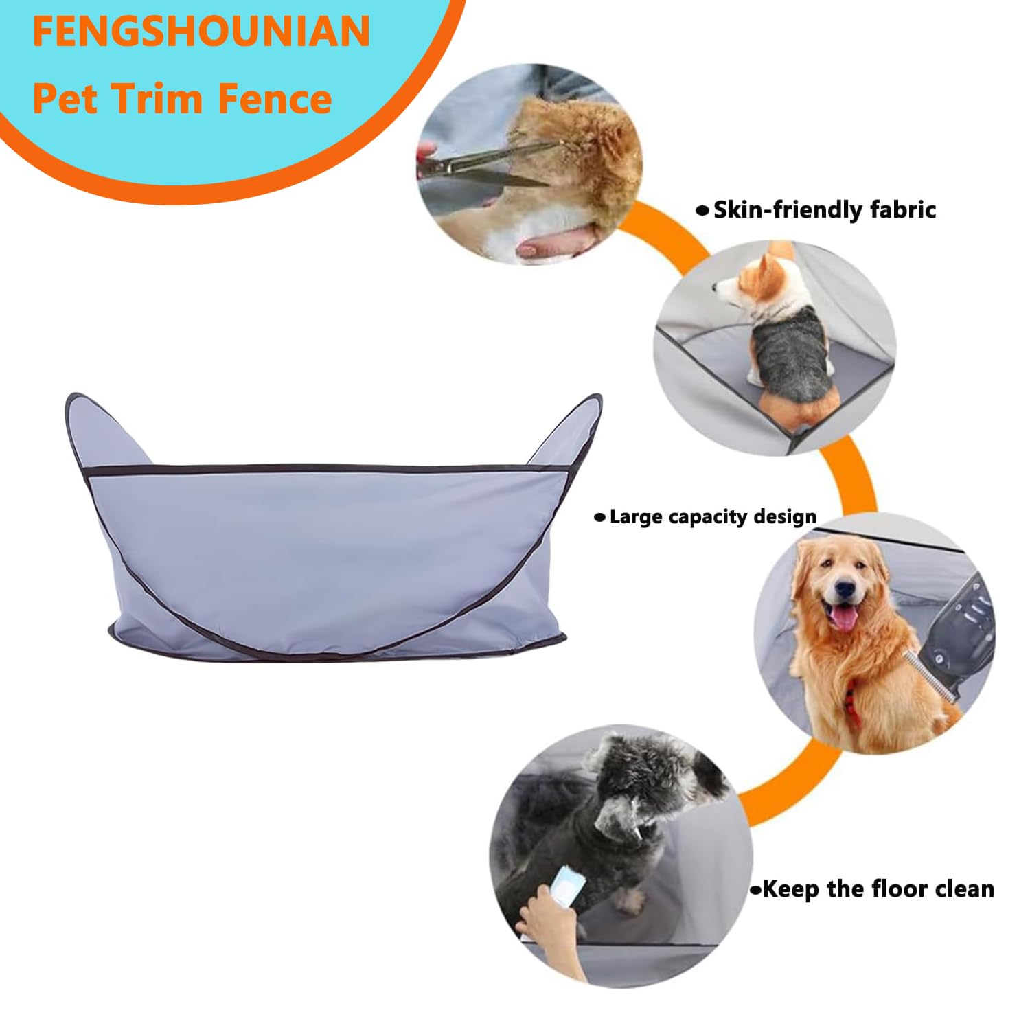 Easy Dog And Cat Hair Catcher Tent - Waterproof Adjustable Neat Barbering Cape For Easy Trimming And Shaving Pet Grooming - 5 - CJ