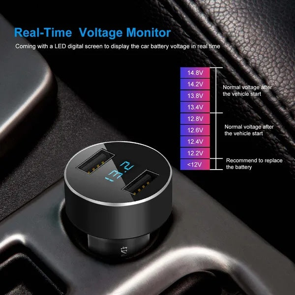 Dual USB Car Charger Adapter Aluminum Alloy Fast Car Charging - 5 - CJ
