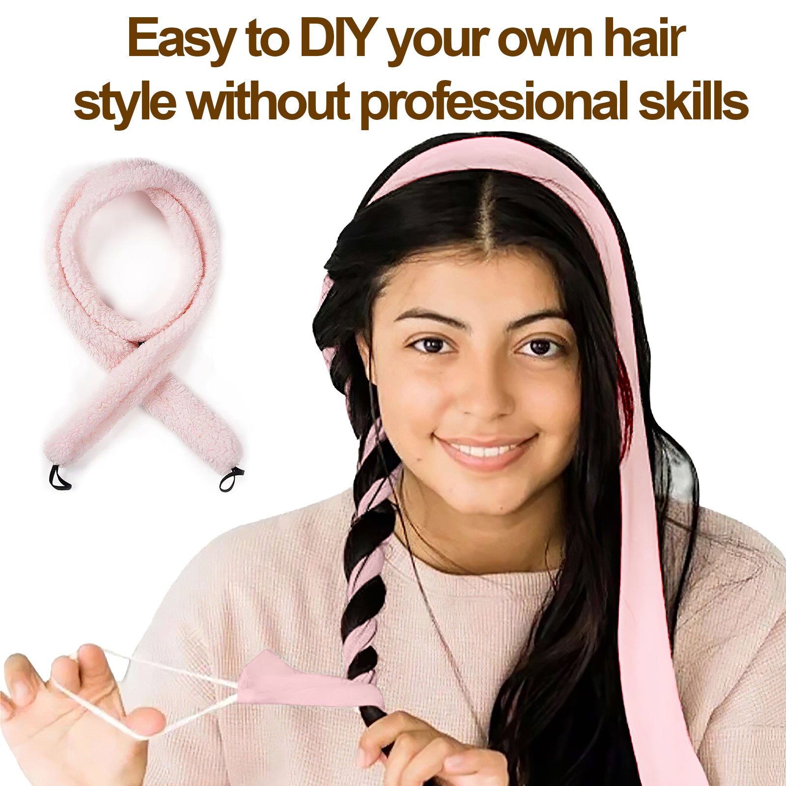 Satin Heatless Hair Curler, Lazy Natural Soft Wave DIY Heatless Curls For Sleep In Overnight, For All Hair Types - 5 - CJ