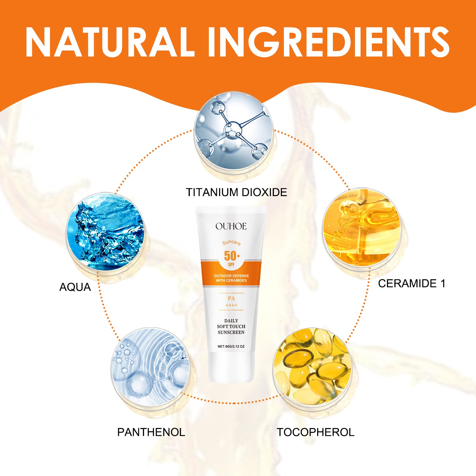 OUHOE Daily Soft Touch Sunscreen, Gentle Facial Body Skin Non - Sticky Non - Fake White Protection Moisturizing Anti - Uv Cream - 5 - CJ