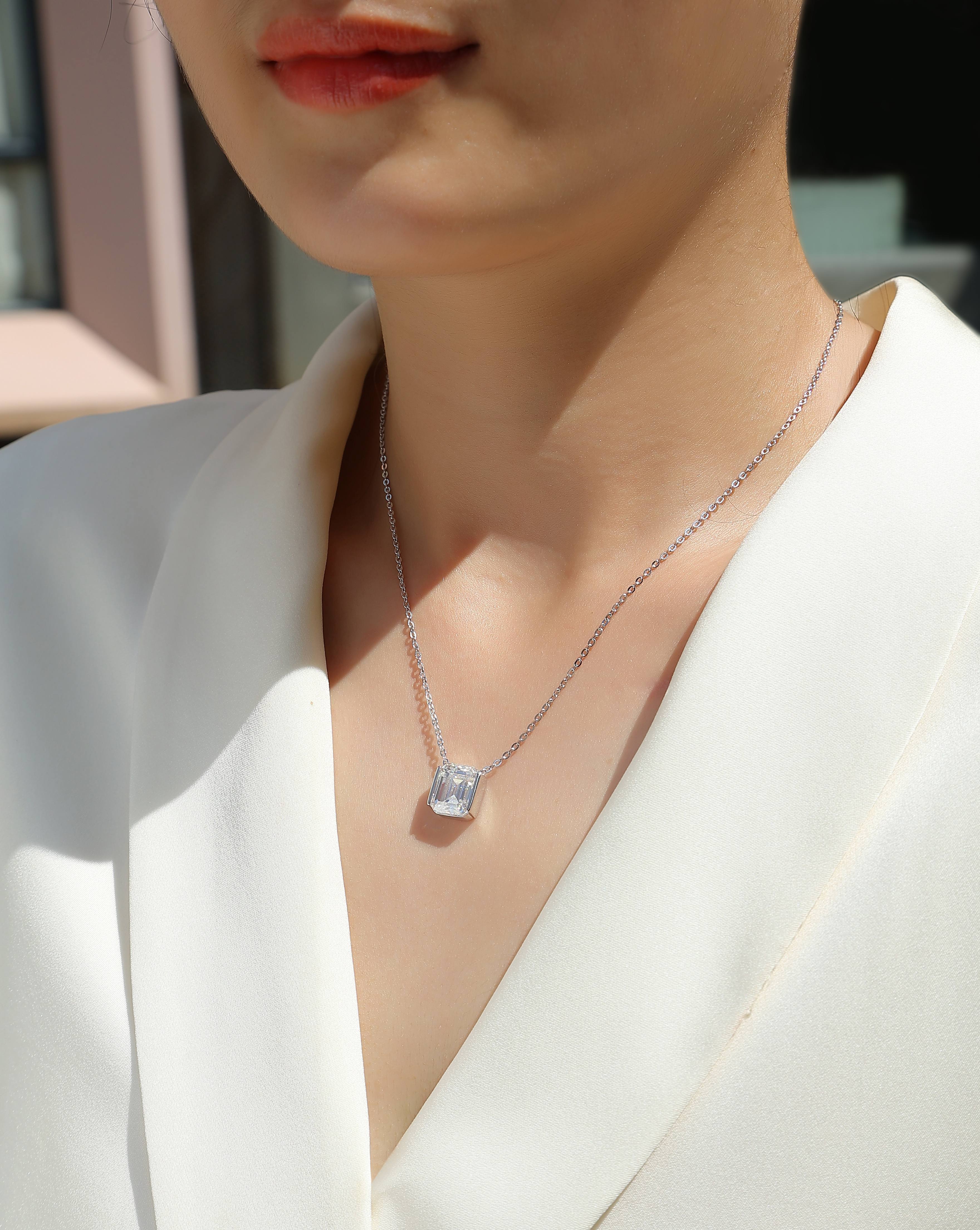 1The Brilliance In A Small Space - A Fashionable Jewelry Pendant Set With Moissanite S925 Sterling Silver And Platinum - plated Diamond, Moissanite Silver Jewelry Prohibit TikTok sales - 5 - cj