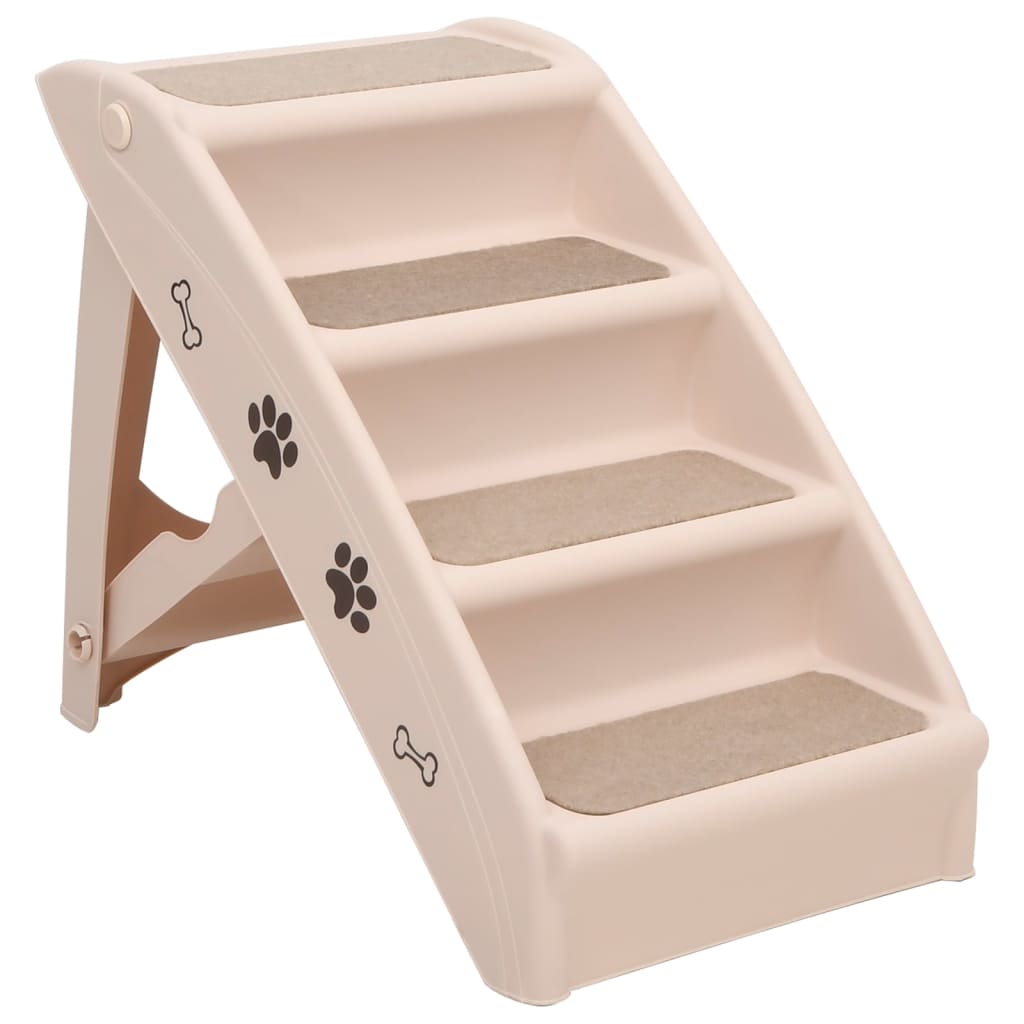 Foldable Dog Stairs Cream 62x40x49.5 cm Dog Stairs - 5 - cjdroshippping