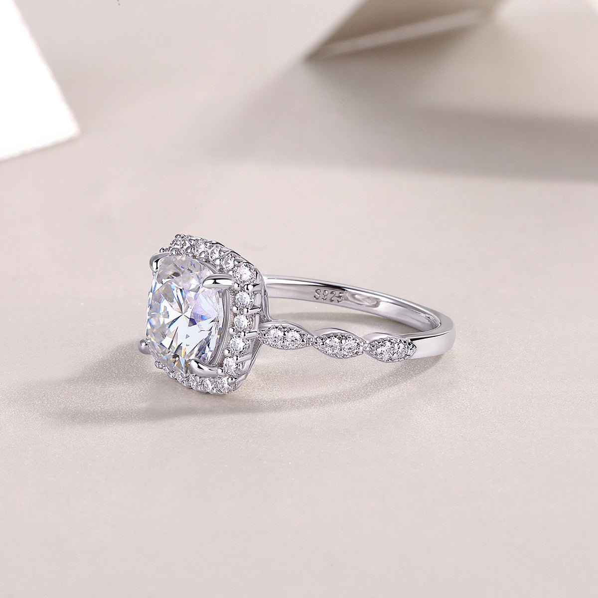1Gorgeous Square Diamond - Set With Moissan S925 Sterling Silver And Platinum - plated Diamond Ring, Fashionable Diamond Jewelry Prohibit TikTok sales - 5 - CJ