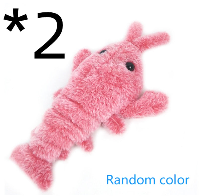 Pet Toys Electric Jumping Shrimp USB Charging Simulation Lobster Funny Cat Plush Pets Toy - 0 - CJ - 2pcs Jumping shrimp random col - About 35CM - USB - CJJT131737107GT