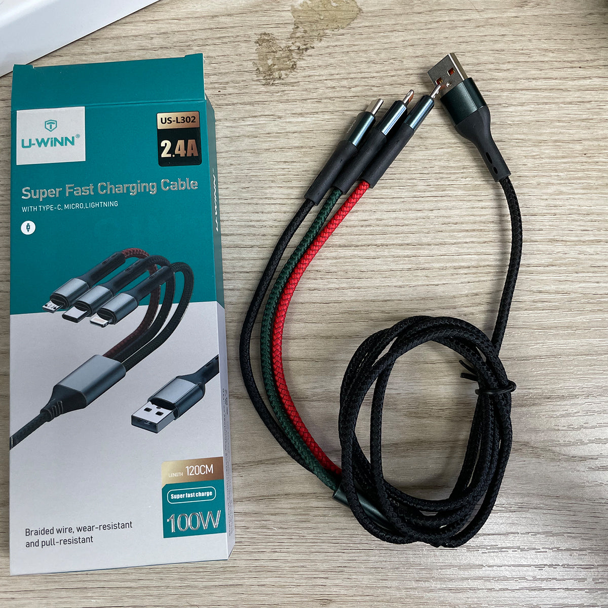 L302 3 - in - 1 Cable PD 1M Black UWINN - 5 - CJ