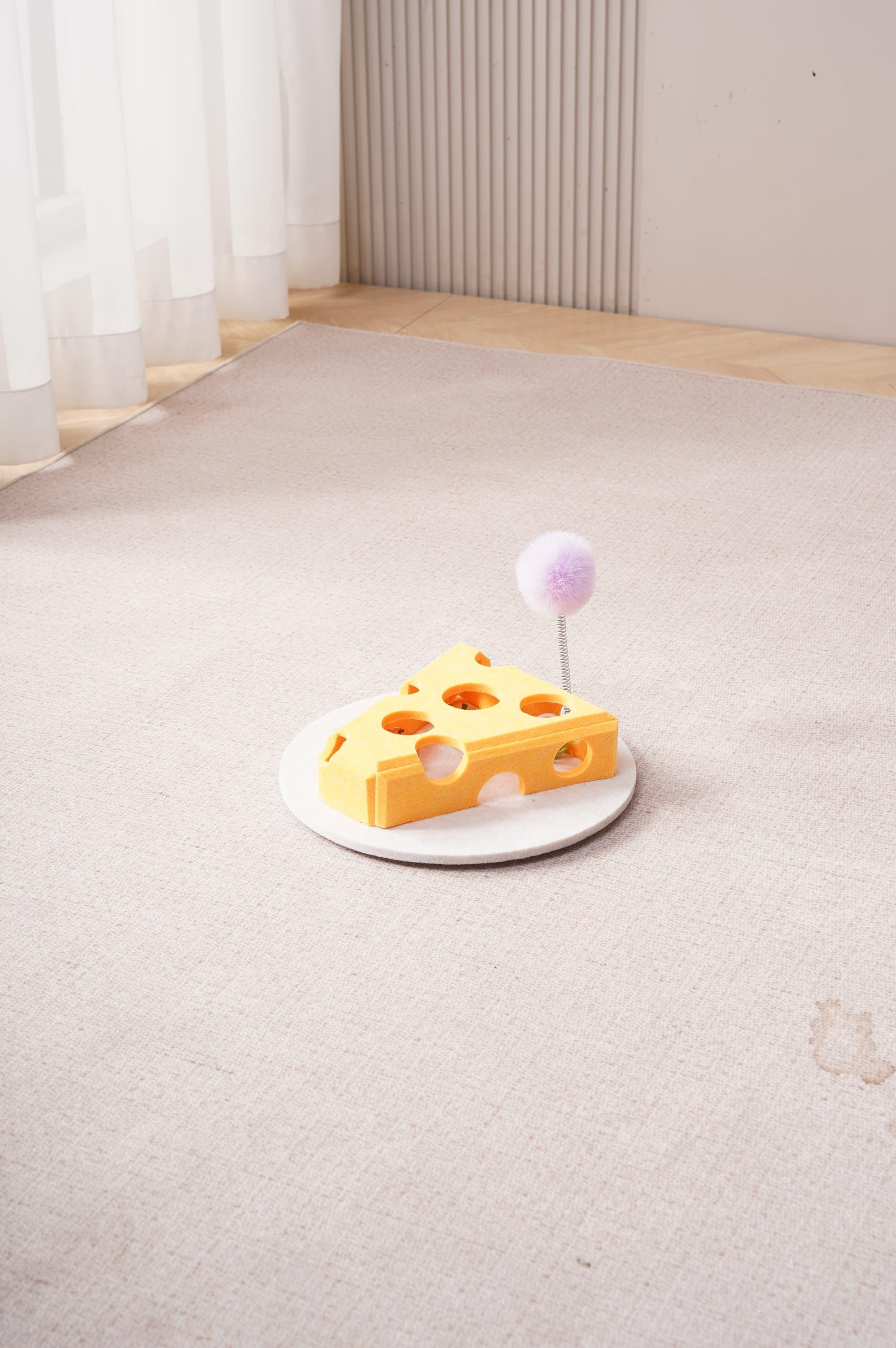 Cat Puzzle Toy With Ball And Spring - loaded Wand Felt Indoor Cat Toy Box Suction Cup Base Treat Puzzle Helps Cats Play Independently And Improves Their Intelligence. - 5 - CJ