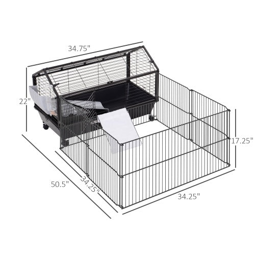 Small Animal Play Fence Cage With Rolling Casters, Water Bottle - 5 - CJ