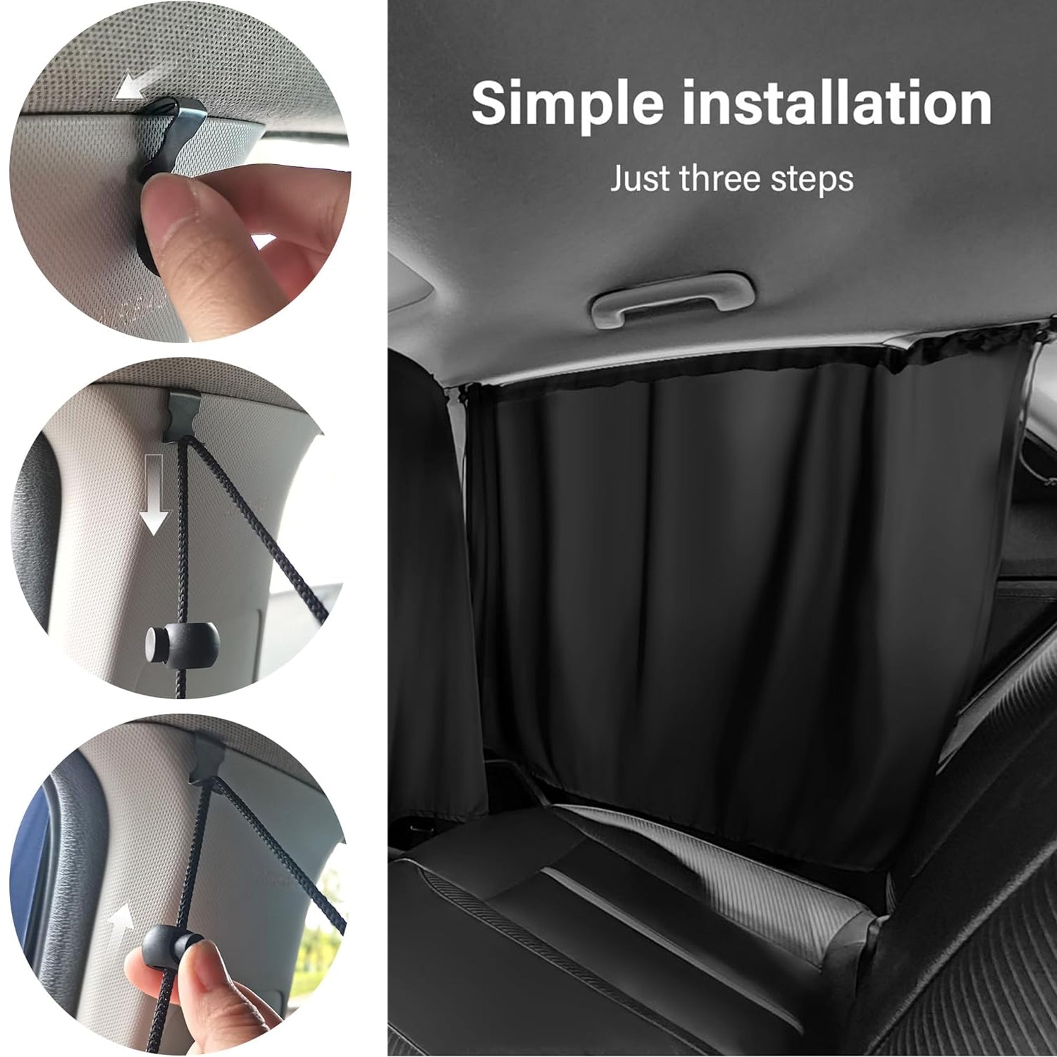 5 Pcs Car Privacy Curtains 2 Side Window Sun Shade Removable Windshield Shades - 5 - CJ