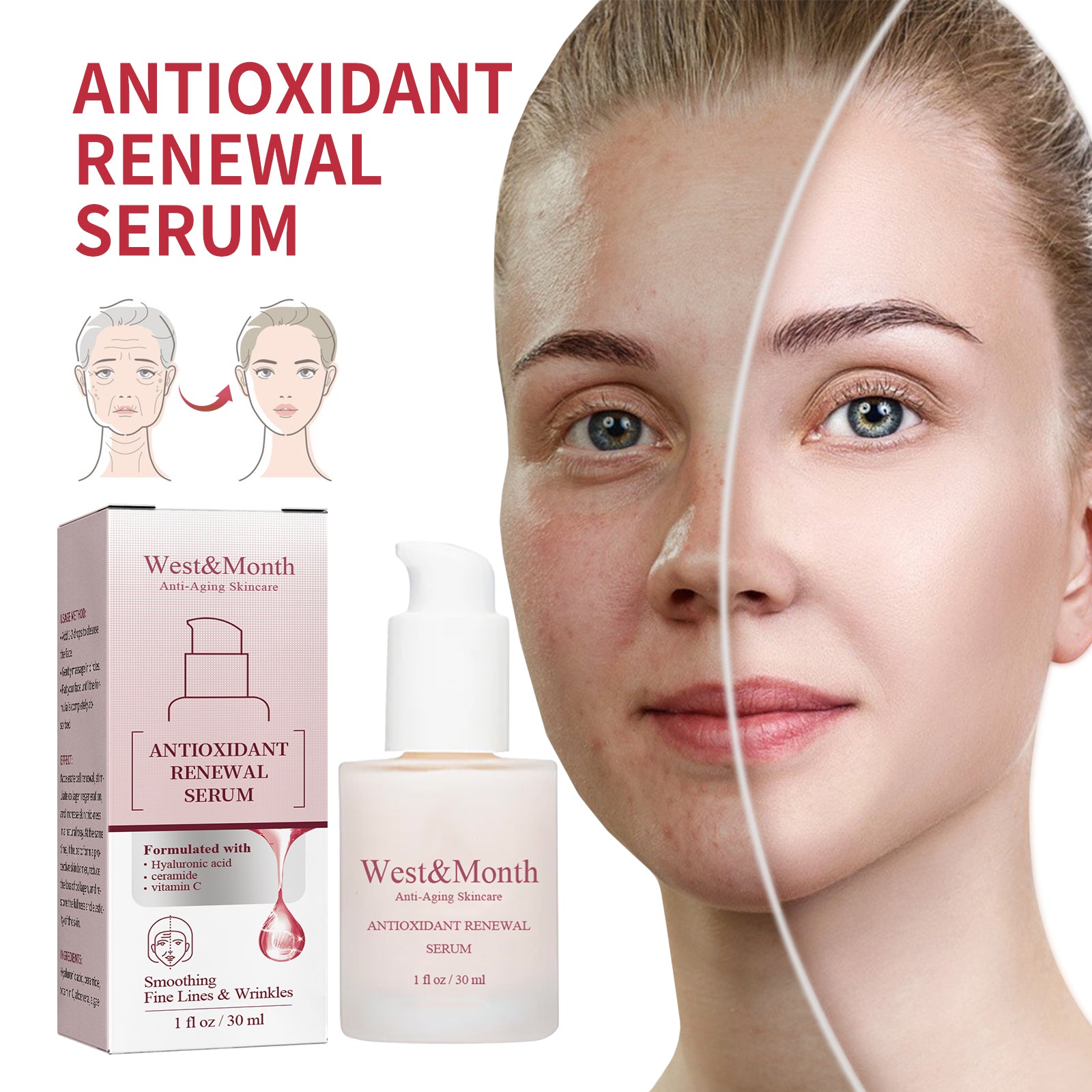West&Month Antioxidant Renewal Serum, Tighten Facial Skin, Lighten Lines, Moisturize And Prevent Aging Serum - 5 - CJ