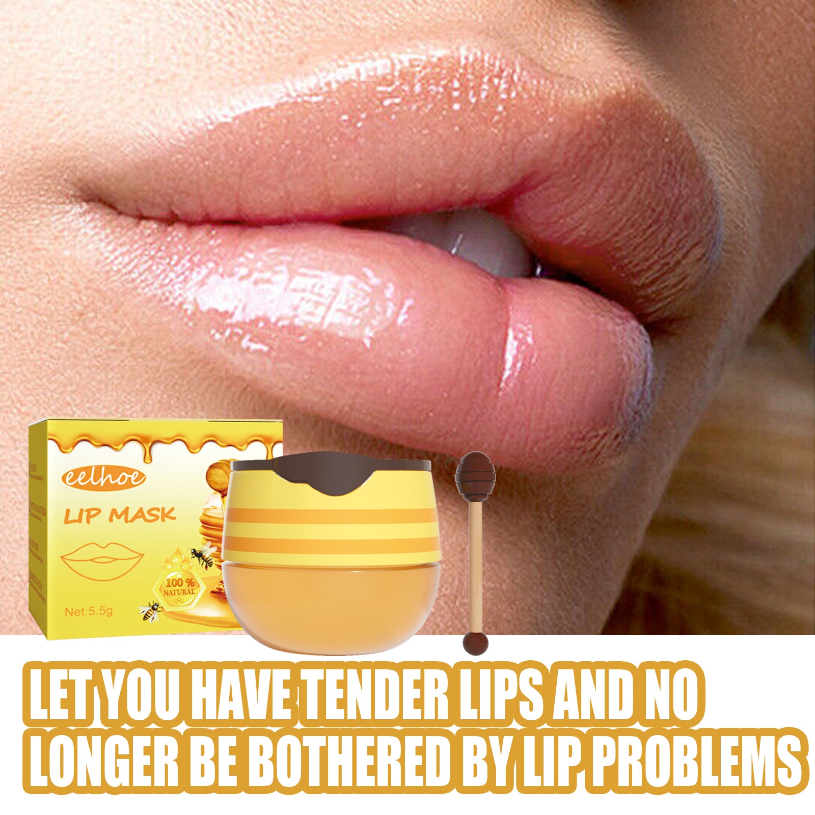 EELHOE Honey Lip Mask Moisturizing Exfoliating Lip Care Bee Lipstick - 5 - CJ