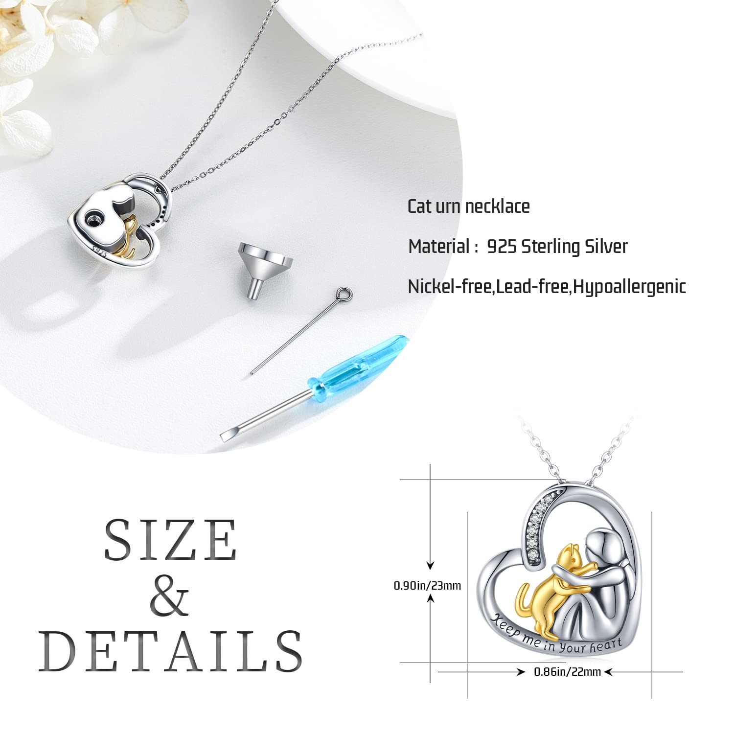 Cat Urn Heart Cremation Jewelry Keepsake Memorial Necklace for Women Keep Me in Your Heart - 5 - cjdropshipping