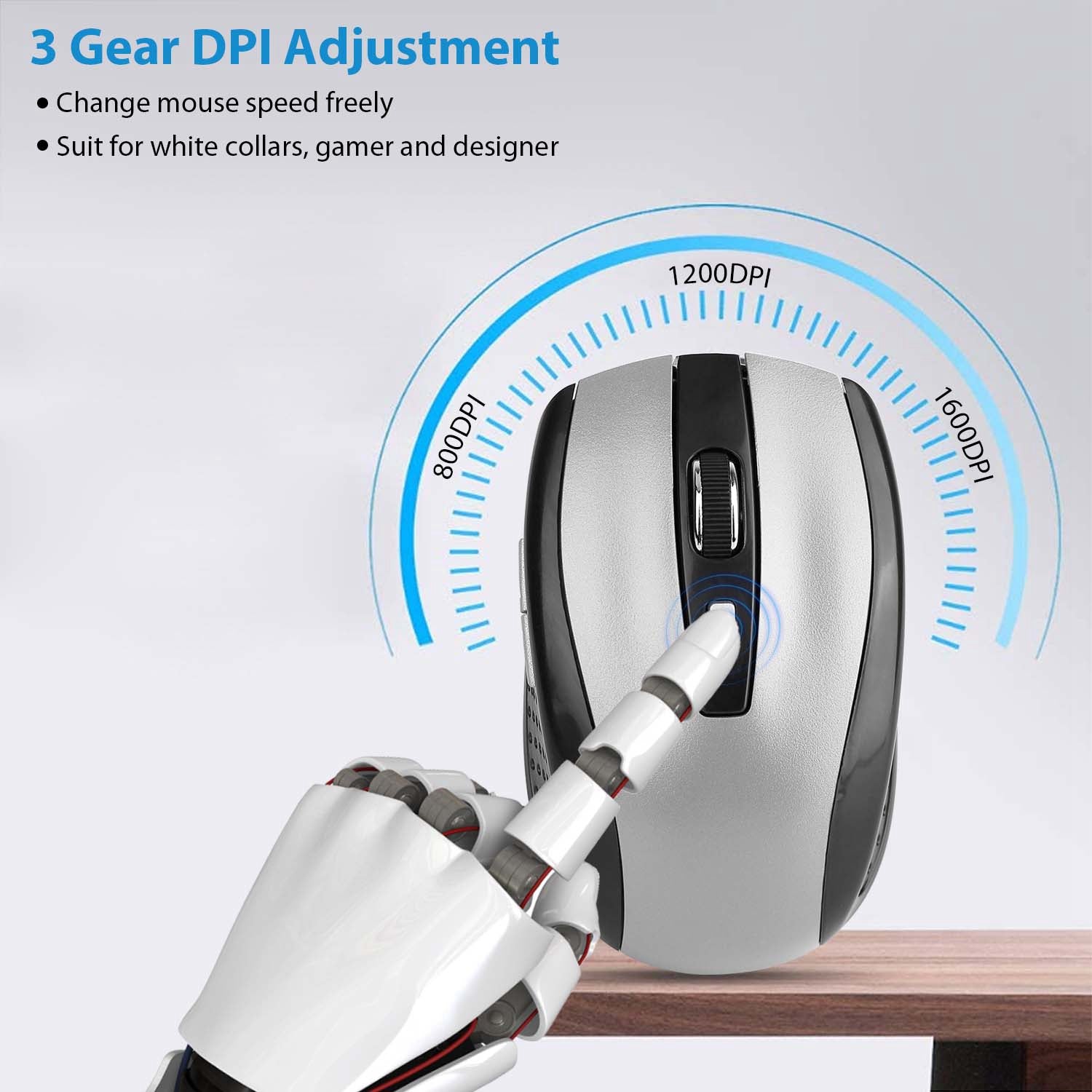 2.4G Wireless Gaming Mouse Optical Mice WIth Receiver 3 Adjustable DPI 6 Buttons For PC Laptop Computer Macbook - 5 - CJ