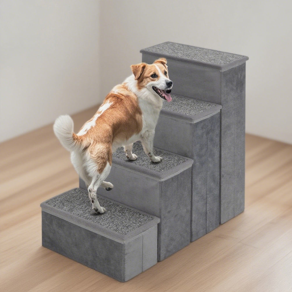 4 - Step Dog Stairs Non - slip Foldable Dog Ramp With Adjustable Steps - 5 - CJ