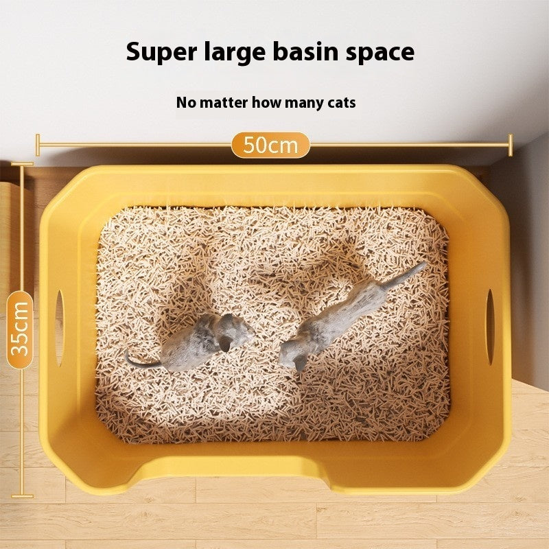 Oversized Splash - proof Cat Litter Box Oversized Open Semi - closed Cat Toilet - 0 - CJ