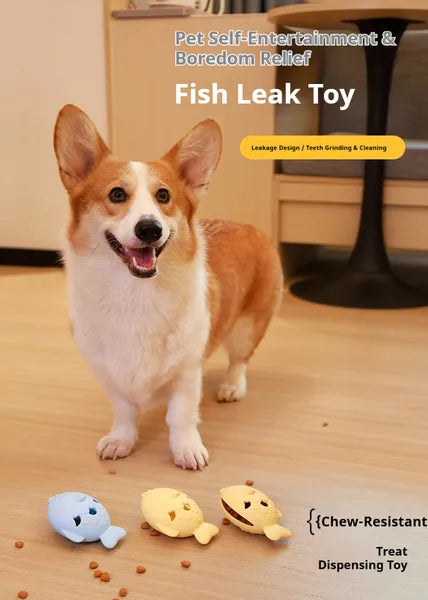 Fish - Shaped Dog Treat Dispenser Toy – Food - Grade Silicone Slow Feeder For Boredom Relief, Self - Entertainment & Pet Interaction – Durable Chew Toy With Treat Leakage Design, Teeth Cleaning Surface - 5 - CJ