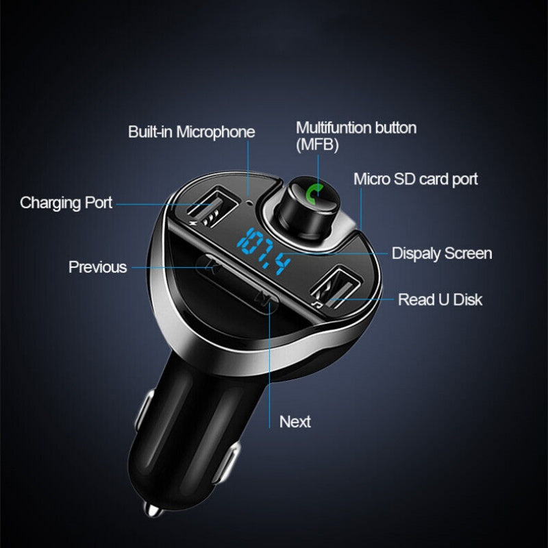Car Bluetooth T20 Hands - free FM Transmitter MP3 Player Phone Charger - 5 - cjdropshipping