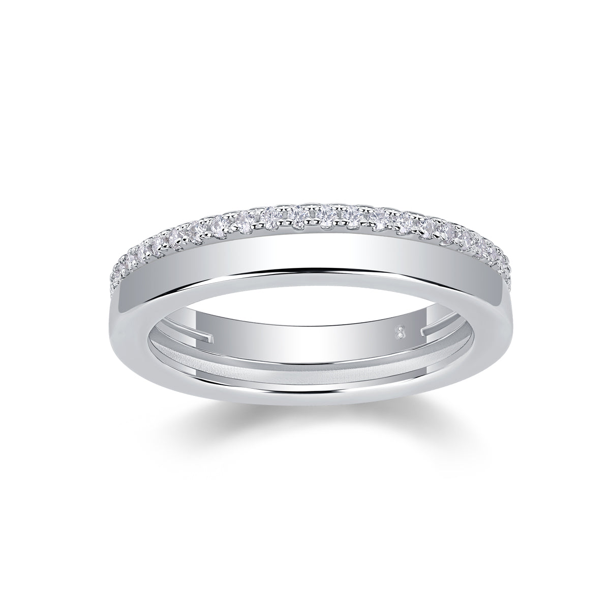 1Double Ring Shadow - A Fashionable And Luxurious Jewelry Piece Set With Moissanite S925 Sterling Silver And Platinum - plated Diamond Prohibit TikTok sales - 5 - CJ
