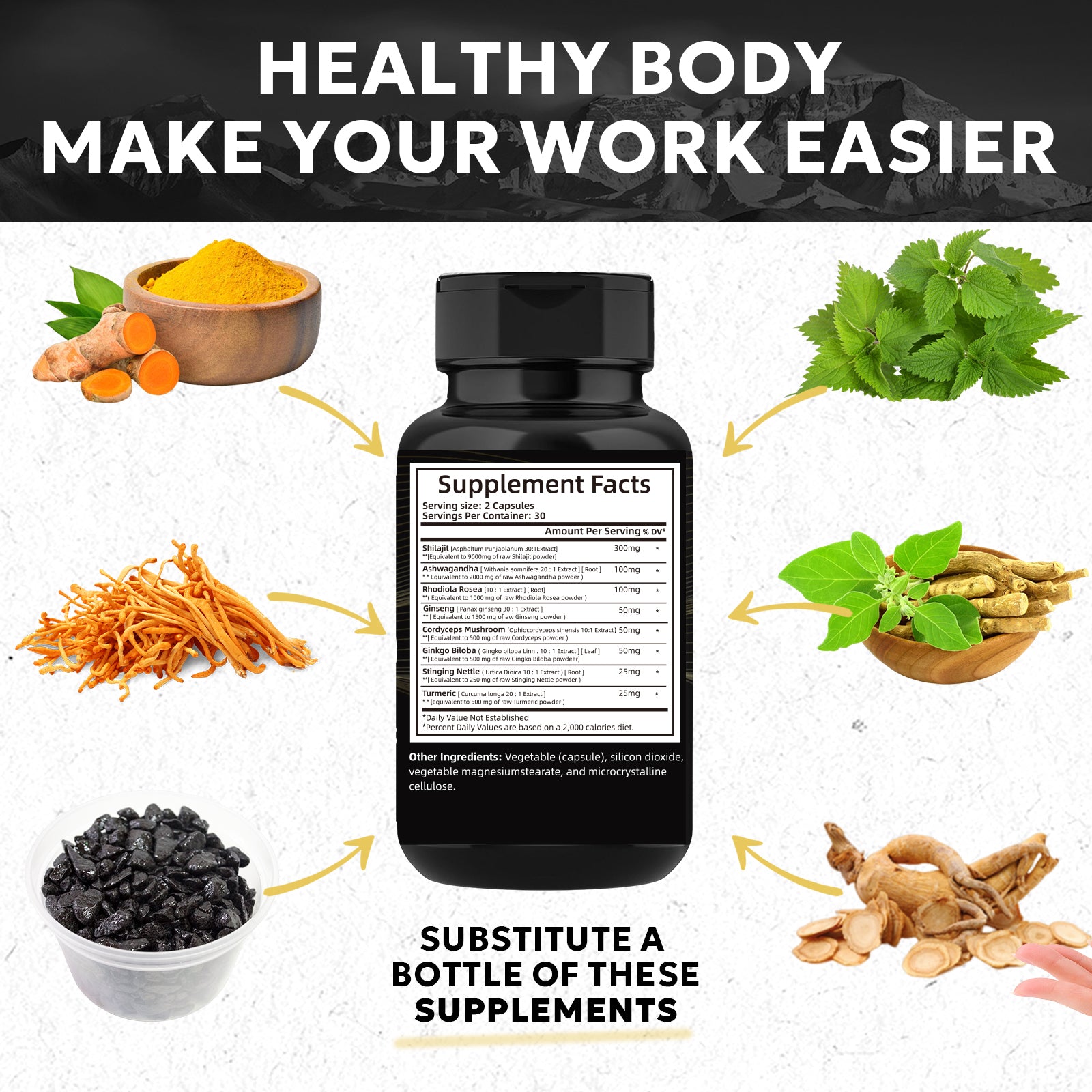Biyode Effective Formula Ready Stock Fast Shipping Wholesale Pure Natural Himalayan Shilajit Capsules With Ashwagandha Ginseng Healthcare Vitamin 8 In 1 Energy Supplement - 4 - CJ