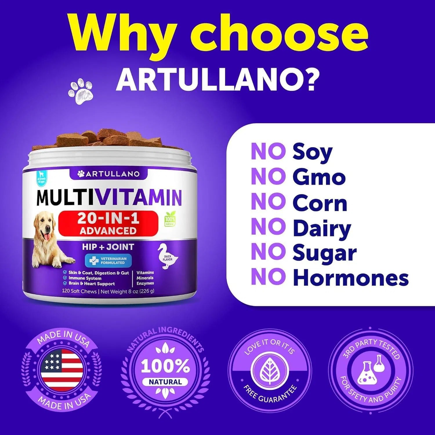Do Not Sell On Amazon Dog Multivitamin Chewable With Glucosamine 20 In 1 Dog Vitamins And Supplements Senior & Puppy Multivitamin For Dogs Pet Joint Support Health Immunity Mobility Gut Skin 120 Chews - 5 - CJ