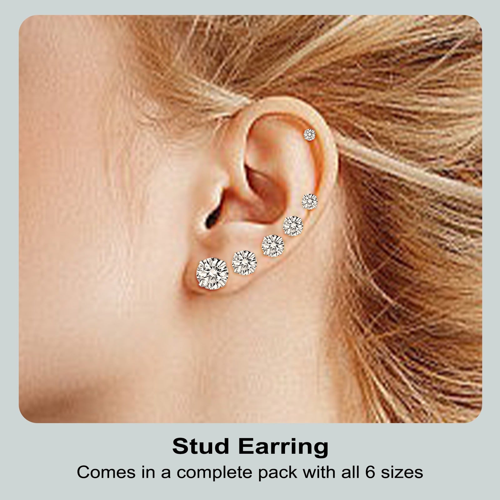 Huazi Diamond, Butterfly Buckle Titanium Steel Stud Earrings 6 Pairs - 5 - CJ