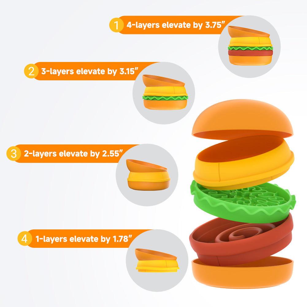 Hamburger Appearance Pet Cat And Dog Bowl Combination Multi - layer Five - in - one - 5 - CJ
