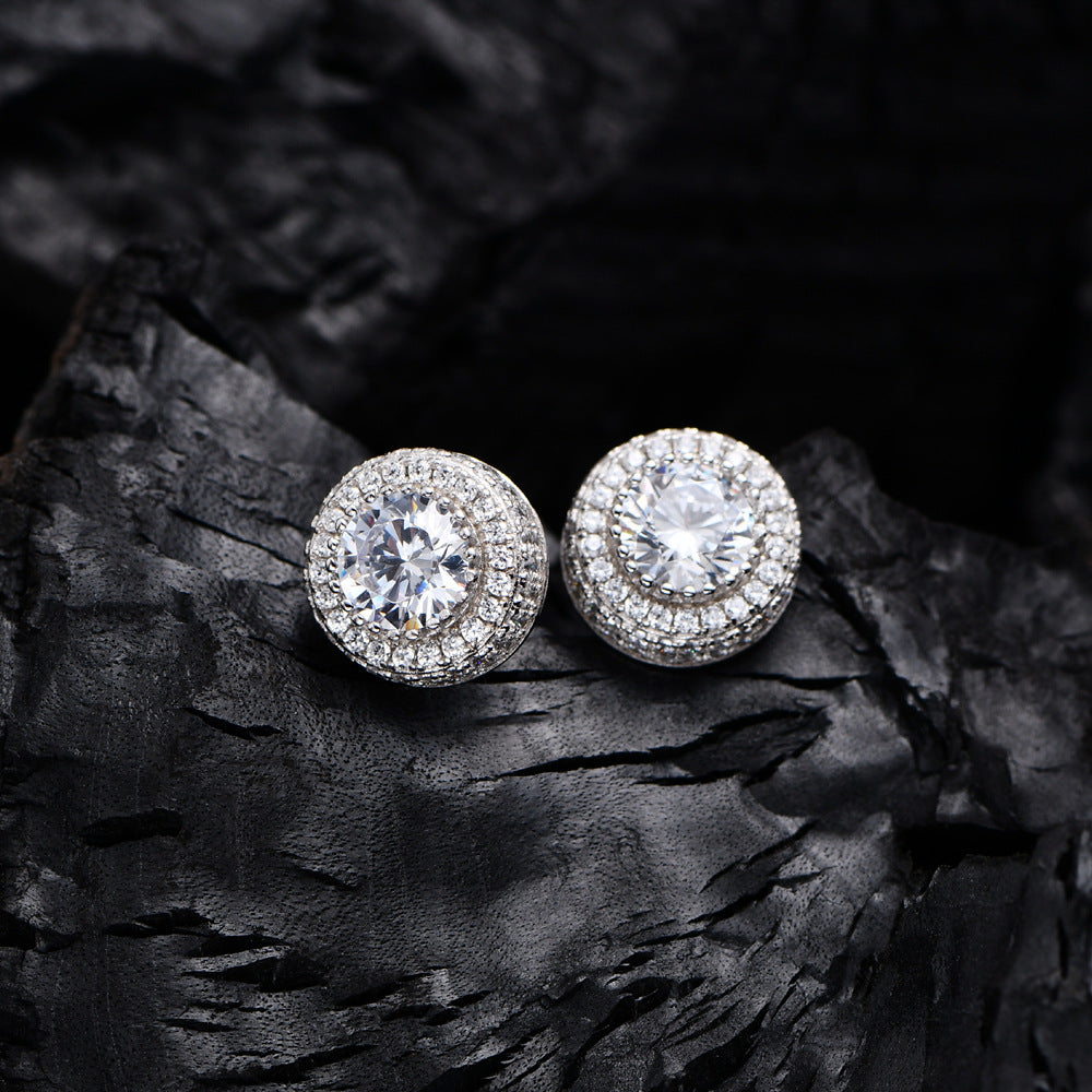 1 Pair Hip Hop Wedding Zircon Stud Earrings,Sparkling,Unisex,Daily Accessories And Women's Jewelry - 5 - CJ