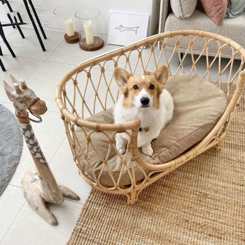 Pet Bed Handmade Rattan Woven Pet Bed Sofa For Dogs - 0 - CJ