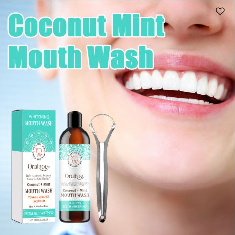 Oralhoe Coconut Mint Mouth Wash, Whitening Teeth Yellow Teeth Stains Tongue Coating Clean Breath Oral Care - 5 - CJ