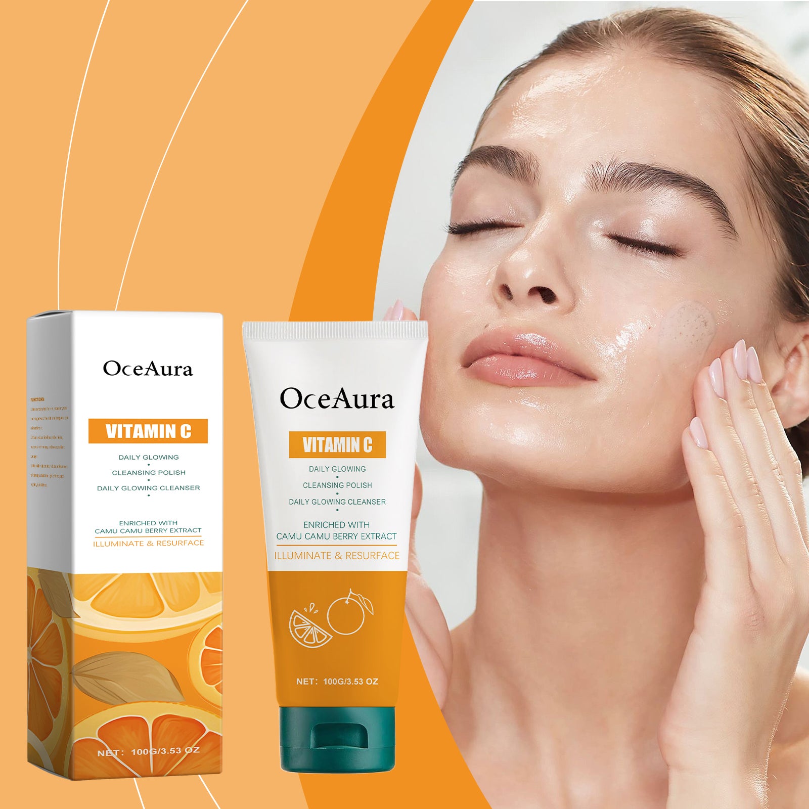 OceAura Vitamin C Cleanser Brightening Complexion Cleansing Face Gentle Hydrating Nourishing Cleanser - 5 - CJ