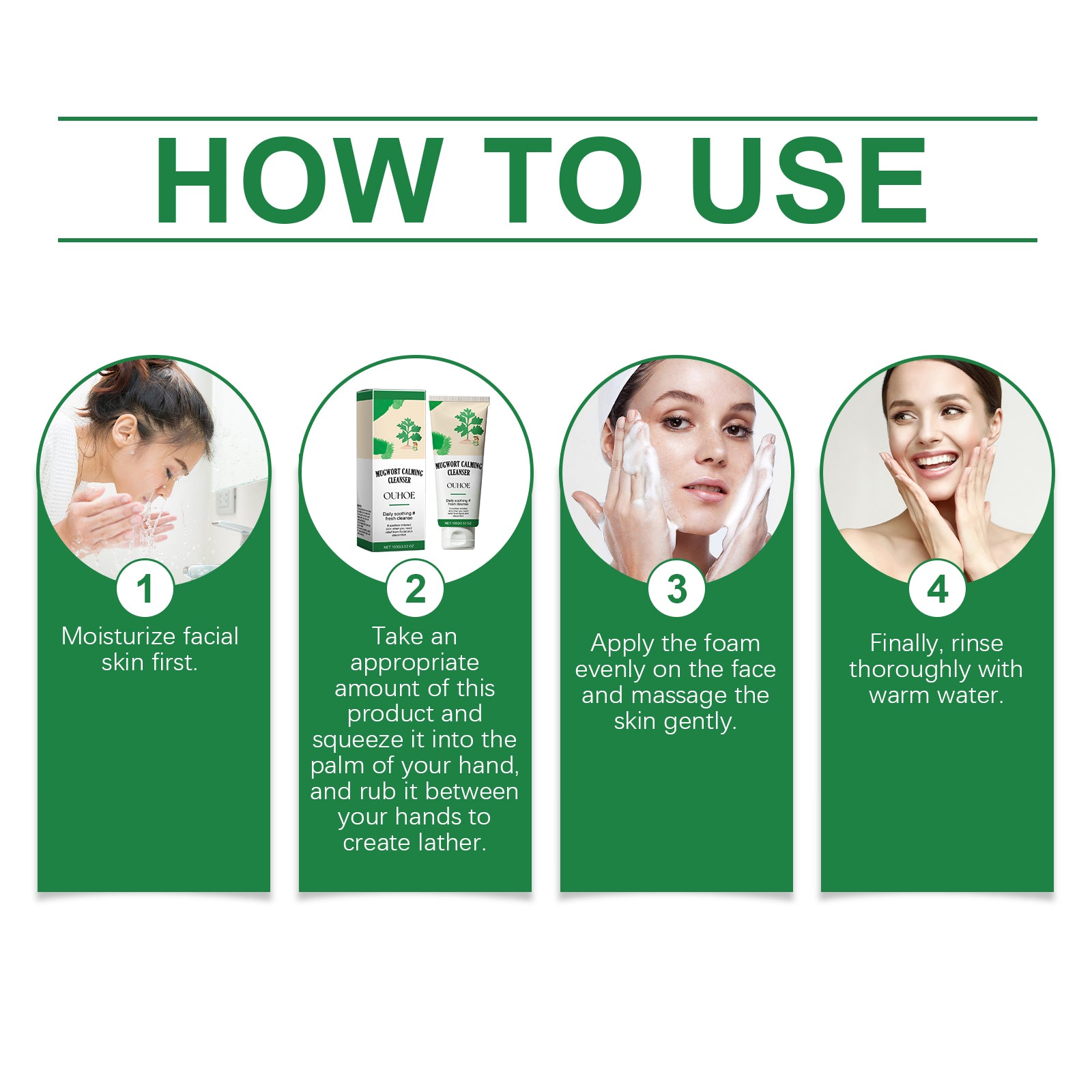 OUHOE Mugwort Calming Cleanser, Hydrating And Moisturizing Deep Clear Pores Balance Oil Moisturizing Cleanser - 5 - CJ