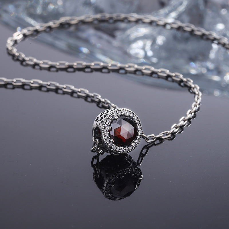 Heart Of The Sea 925 Sterling Silver Necklace Female Clavicle Chain Transfer Pearl Pigeon Blood Red Inlaid Bead Pendant - 4 - https://x.com/titan_prim62775J