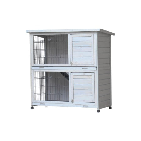 Rabbit Hutch Outdoor, 2 - Story Rabbit Cage Indoor With Run, Bunny Cage With 2 Removable No - Leak Trays, Pet Cages With Non - Slip Ramp, Waterproof Roof, Fence, For Small Animals - 5 - CJ