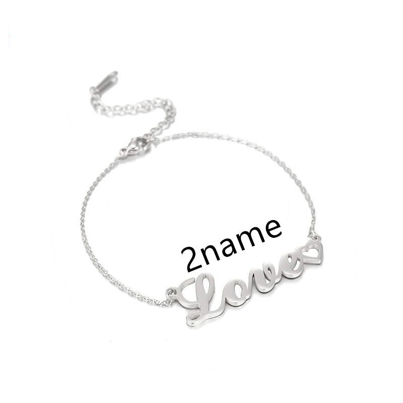 Personalized DIY Custom Name Bracelet Stainless Steel - 7 - CJ - Silver 2name - Child - CJSL118669322VE