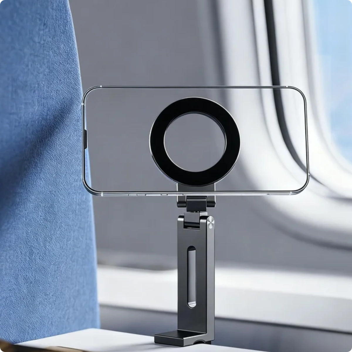 Magnetic Phone Stand For Travel, 360 Rotatable Foldable Desk Holder With N52 Strong Magnets, Portable Magsafe Compatible Mount For Airplane Train Car And Home Office - 5 - CJ