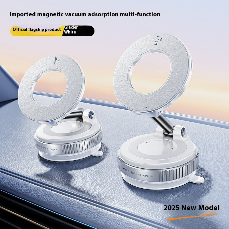 Magnetic Phone Holder With Vacuum Suction Foldable Adjustable Car Mount Magnetic Bracket Suction Nonslip For Busy Commuters - 0 - CJ - Glacier white - Upgrade - CJYD227014204DW