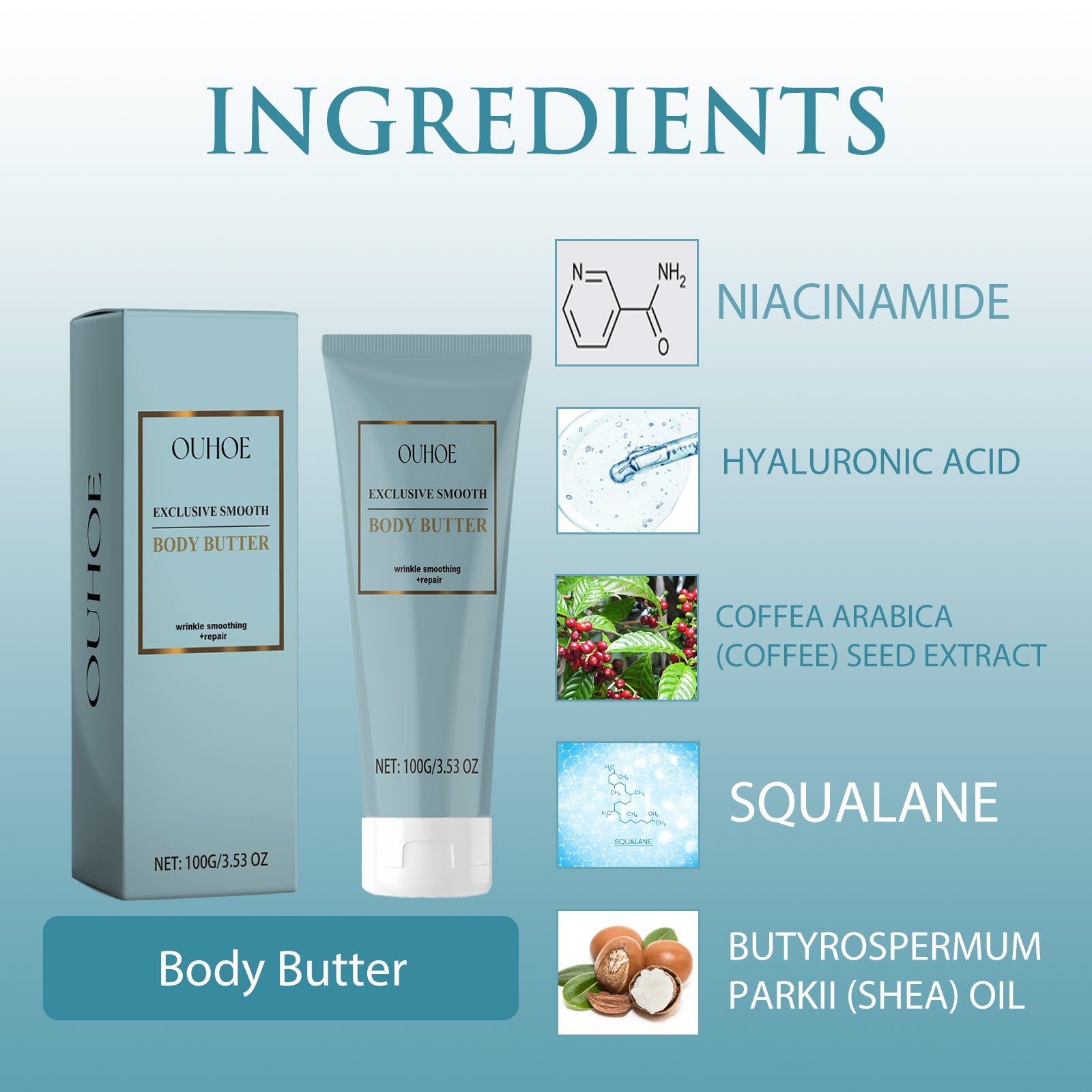 OUHOE Body Butter, Nourish Clean Skin Moisturizing Delicate Pore Shine Anti - Wrinkle Cream Body - 5 - CJ