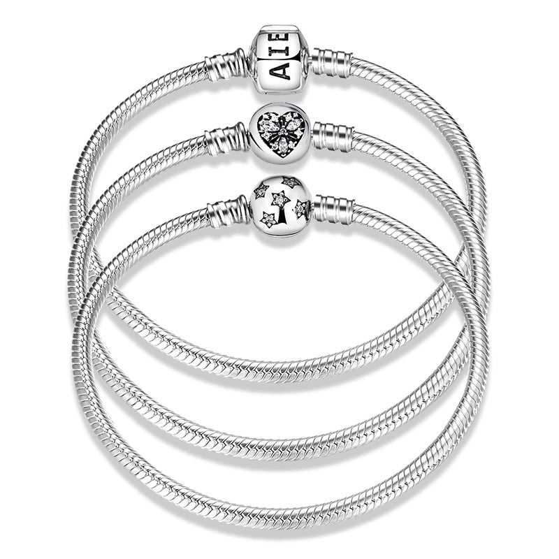 Women's Bracelet S925 Sterling Silver 3mm Suitable Beaded Pendant Accessories Diamond Inlaid All Kinds Of Button Heads Diy Basic Snake Bone Chain - 4 - https://x.com/titan_prim62775J