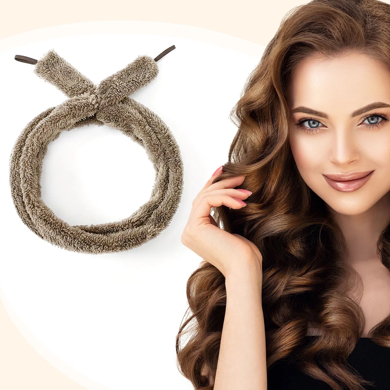 Satin Heatless Hair Curler, Lazy Natural Soft Wave DIY Heatless Curls For Sleep In Overnight, For All Hair Types - Light Brown - 5 - CJ
