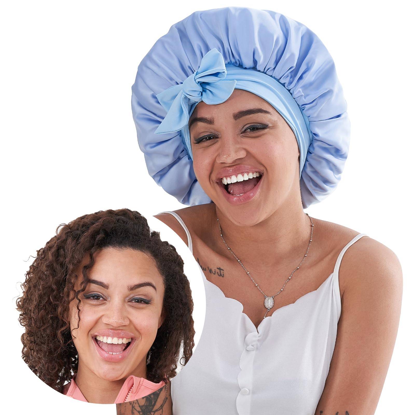 Silk Bonnet, Satin Hair Bonnet For Sleeping For Wavy Curly Natural Hair - 5 - CJ