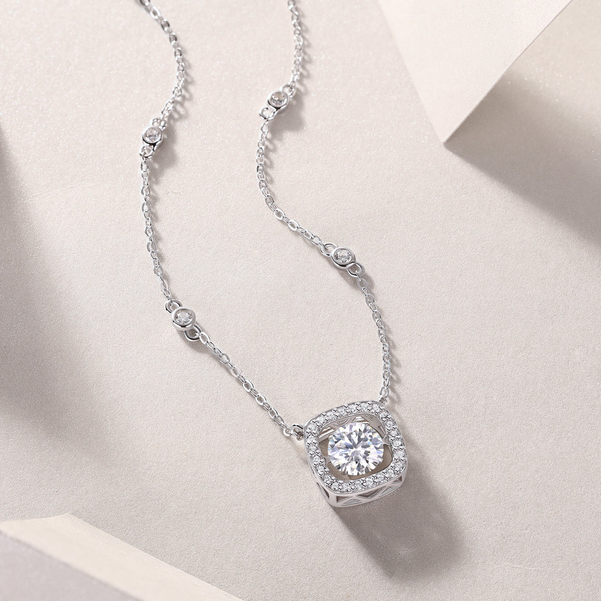 1Sweet - A Fashionable And Luxurious Diamond Jewelry Pendant Set With 1 - carat Moissanite S925 Sterling Silver And Platinum Plating Prohibit TikTok sales - 5 - cjdropshipping