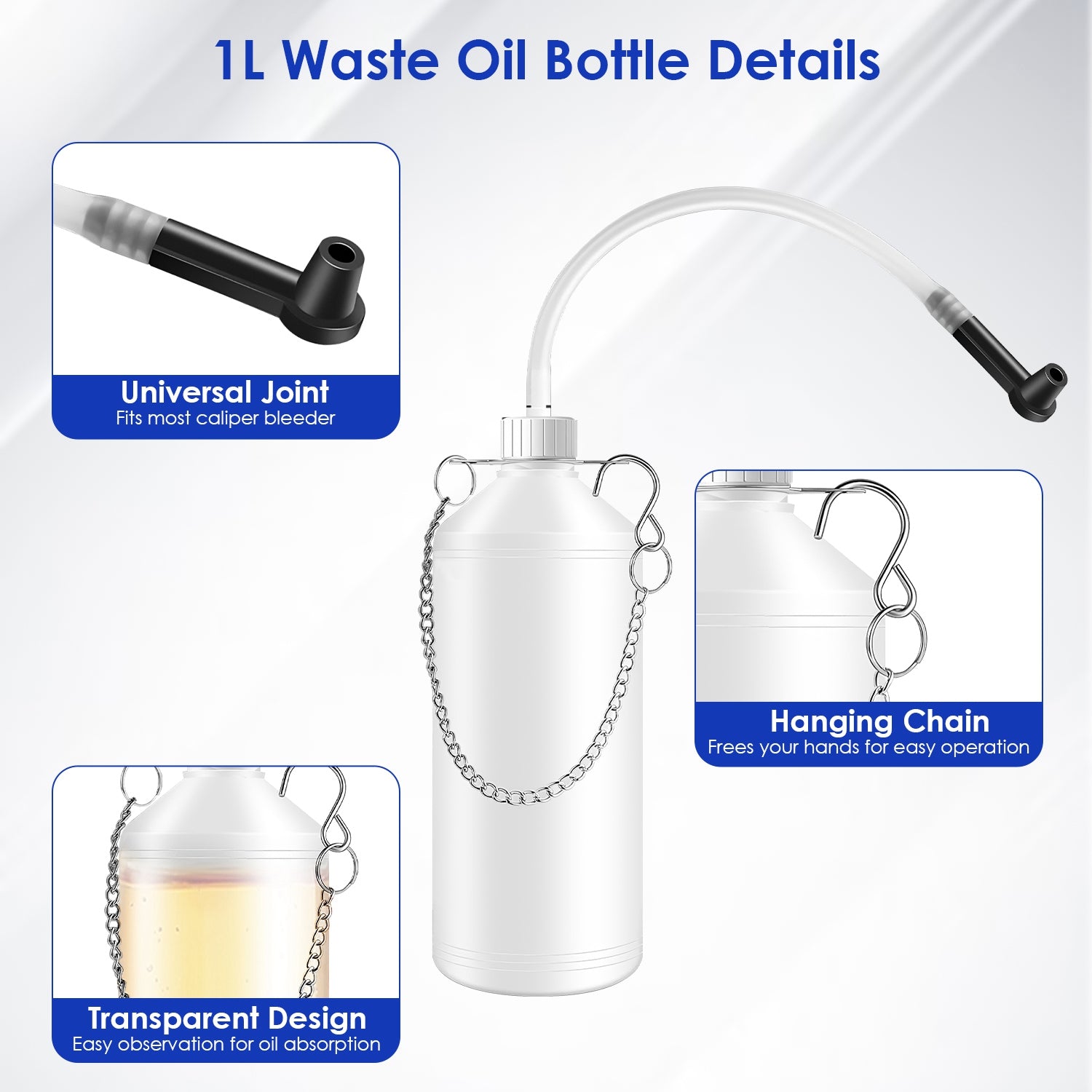 1 Set 3L Manual Brake Bleeder Kit One Person Brake Bleed Vacuum Pump Automotive Brake Fluid Bleeding Kit With 1L Waste Oil Bottle 4 Master Cylinder Adapters Gloves Funnel Fit For Most Vehicles - 5 - CJ