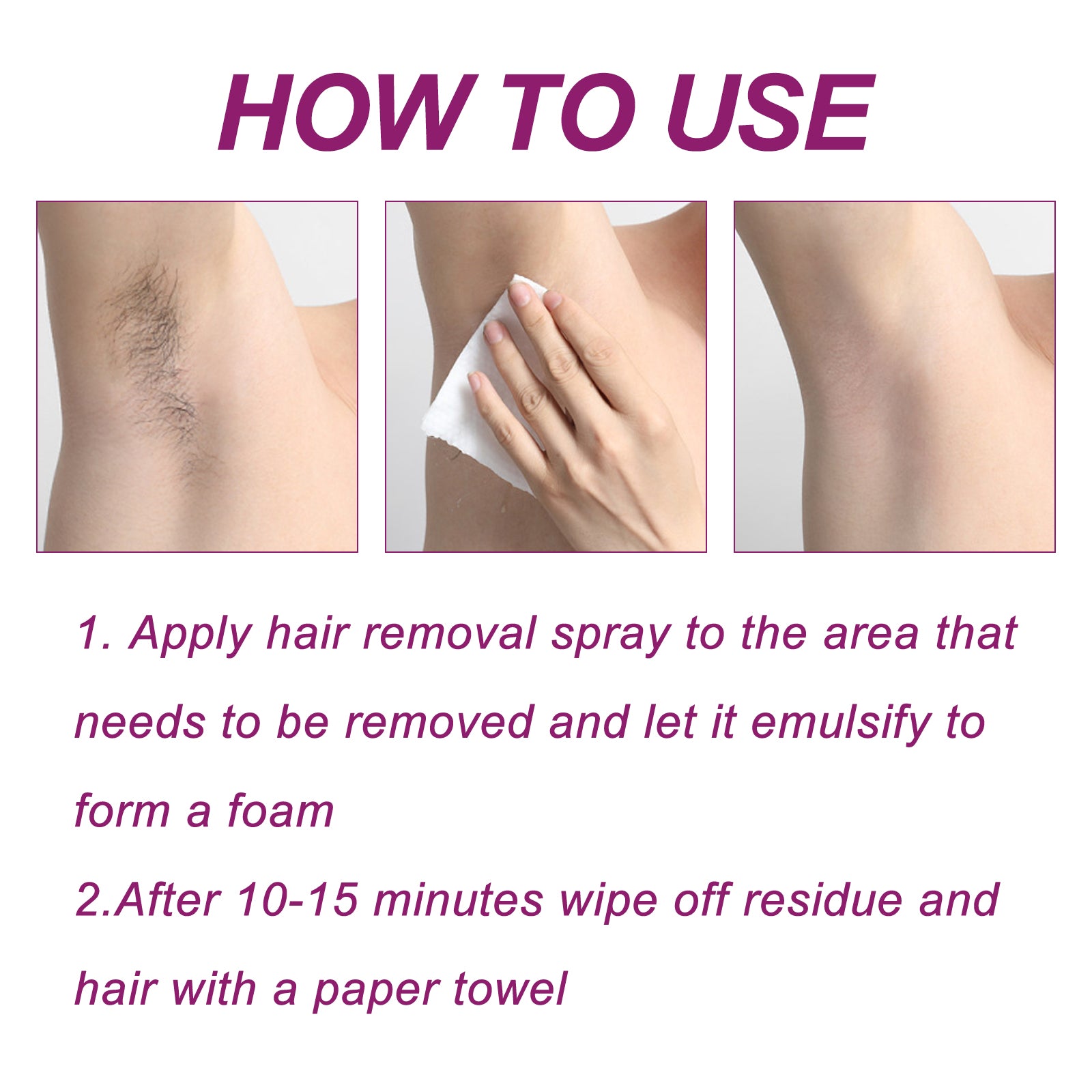 Oceaura Hair Removal Spray Gentle Painless Hair Removal Mousse Spray Underarm Hair Hands Hair Legs Hair Whole Body Hair Removal Spray - 5 - CJ