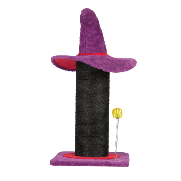 Wizard Hat Cat Scratching Post With Spring Ball Toy For Indoor Cats, Halloween Spooky Cat Scratcher, Purple - 5 - CJ
