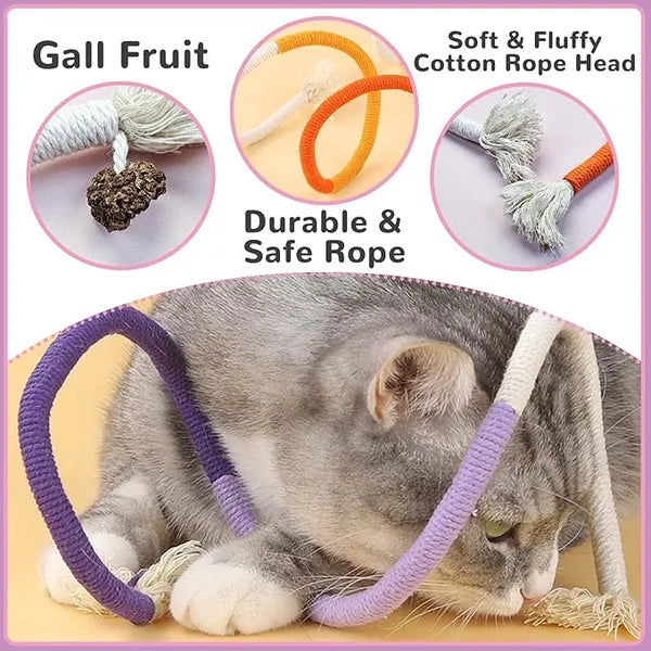 Cotton Rope Toys, 27.55Inches Color Blocking Cotton Rope Toys, Safe Cat Toys Teething Chew For Boredom And Stimulating - 5 - CJ