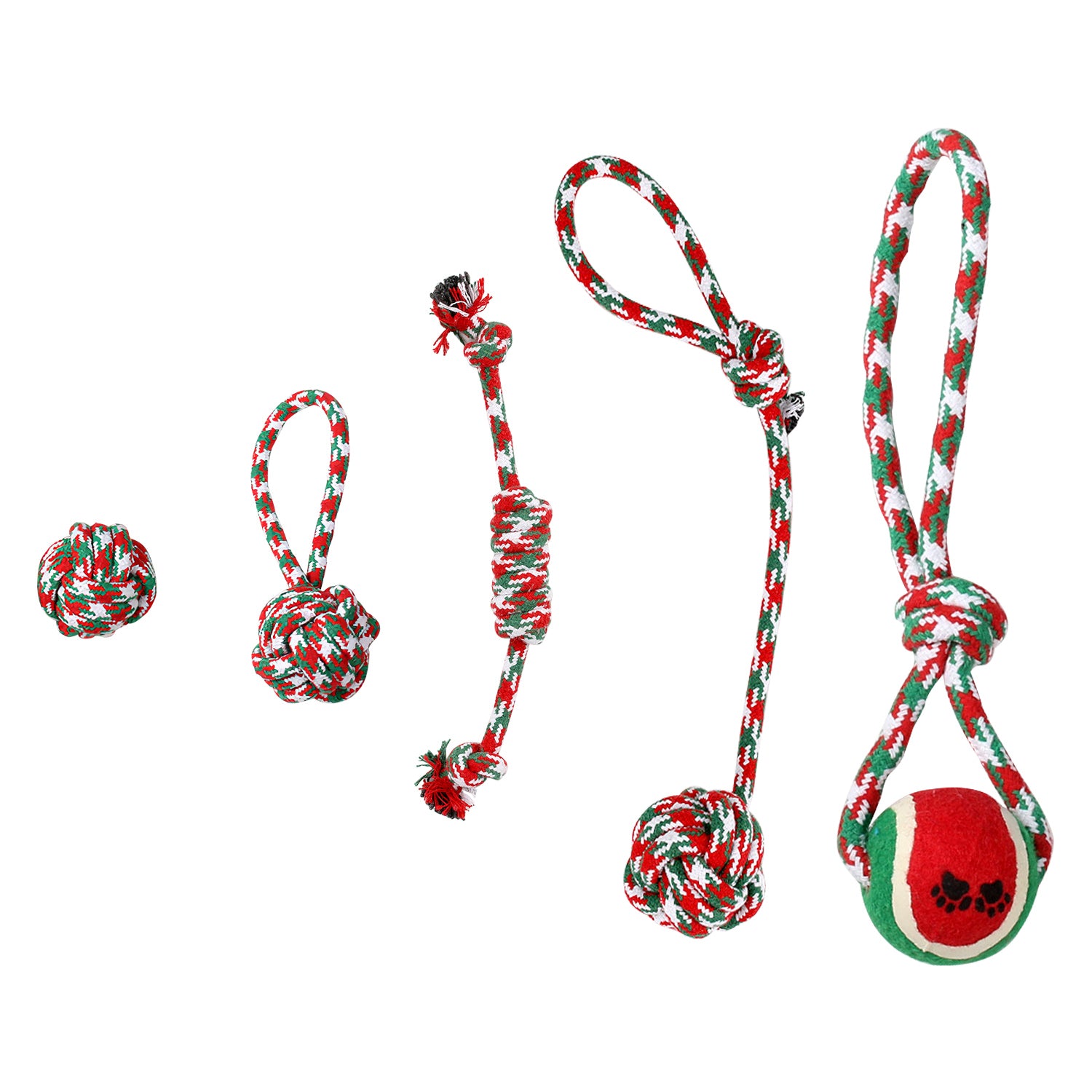 Set Of 5Pcs Christmas Dog Rope Chew Toys Dog Interactive Toys Set For Puppy Small Medium Aggressive Chewers Dogs Training Teething Playing - 5 - CJ