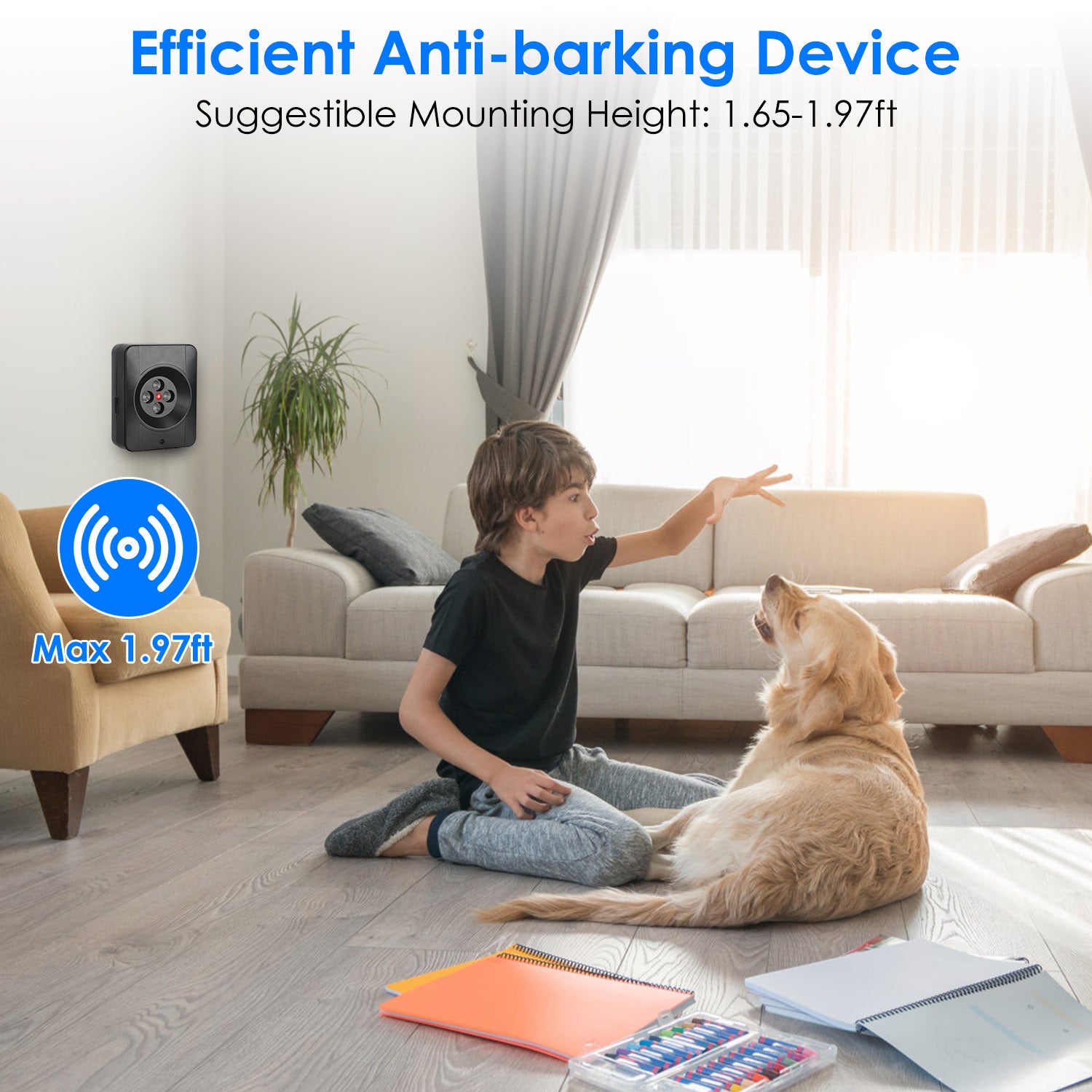 1Pc Ultrasonic Anti Barking Device Indoor Outdoor Dog Bark Control With 3 Frequency Levels Max 32.8Feet Sensing Distance For Most Dog Sizes - 5 - CJ