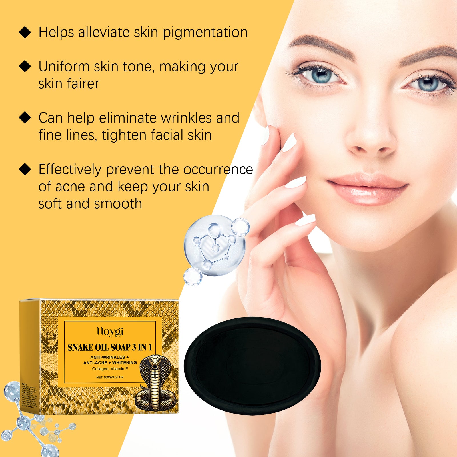 Hoygi Snake Oil Cleansing Soap Gently Cleanses Facial Skin Soft, Smooth And Refreshing Oil Control Skin Cleansing Soap - 5 - CJ